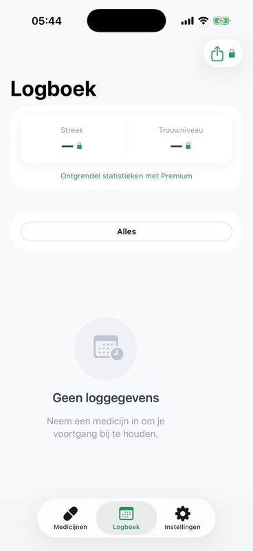 Slokje logbook screen in the iOS simulator